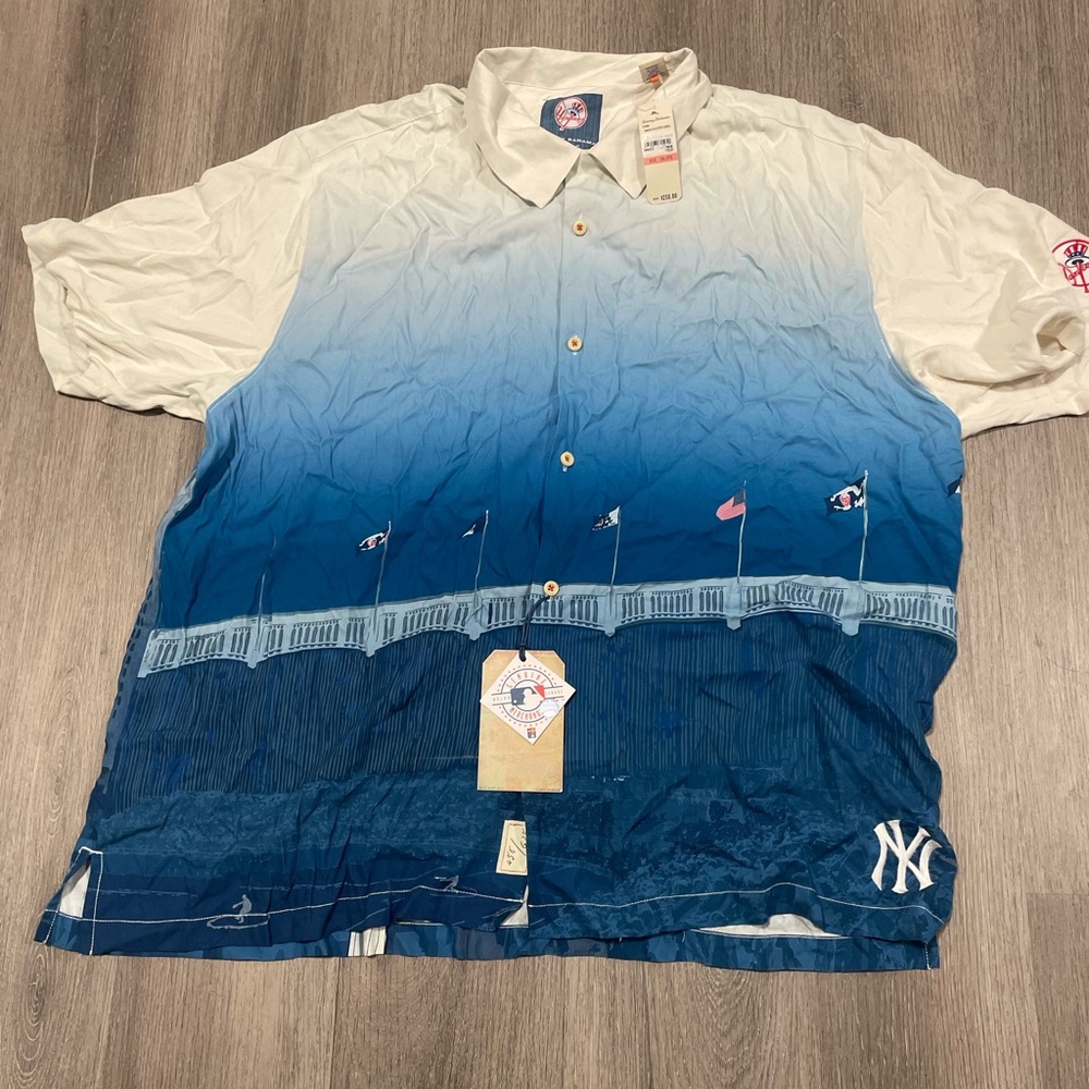 Tommy Bahama Cream Yankees Series Shirt